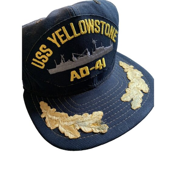Vintage USS Yellowstone AD-41 Navy Snapback Hat Cap New Era Made in USA USN - Picture 1 of 10
